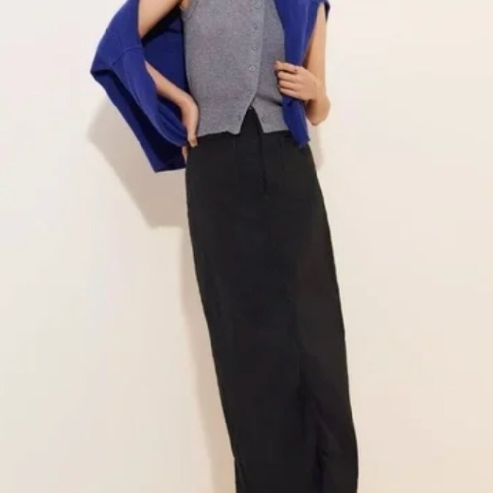 Maeve By Anthropologie The Colette Maxi Skirt Women's Size M Black Stretch